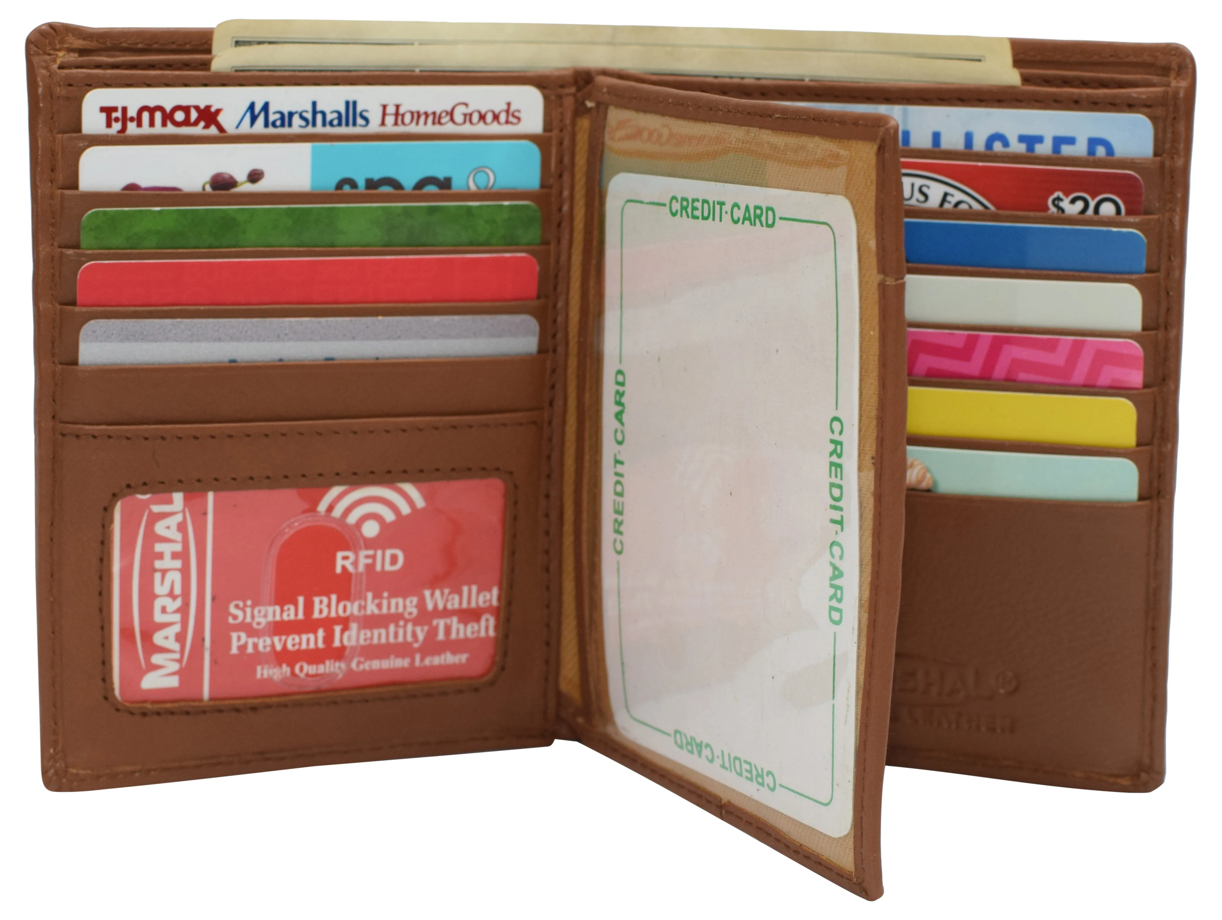 Rfid Blocking Men'S Bifold Hipster Center Flap Large Capacity Genuine Leather Wallet Dont Miss Out