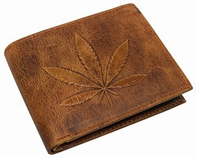 Genuine Leather Men'S Marijuana Leaf Logo Rfid Blocking Bifold Wallet MustHave Clearance Online Exclusive Savings