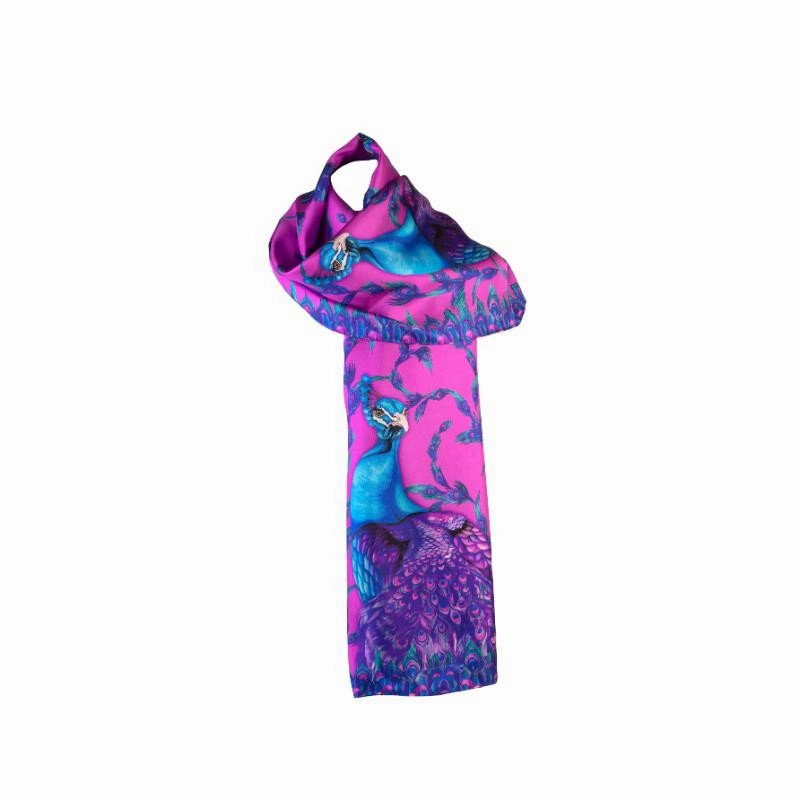 Clare Haggas Pluming Marvellous Narrow Silk Scarf - Fandango Pink Todays Hot Pick Best Seller Deal