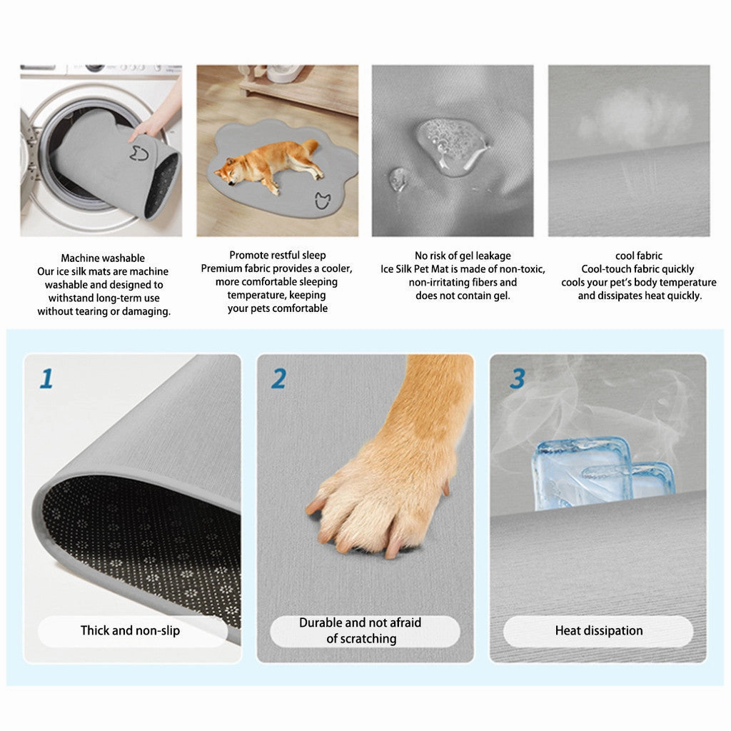 QMats Mats Pet Sleeping Ice Silk Cool Pad Mat - Grey