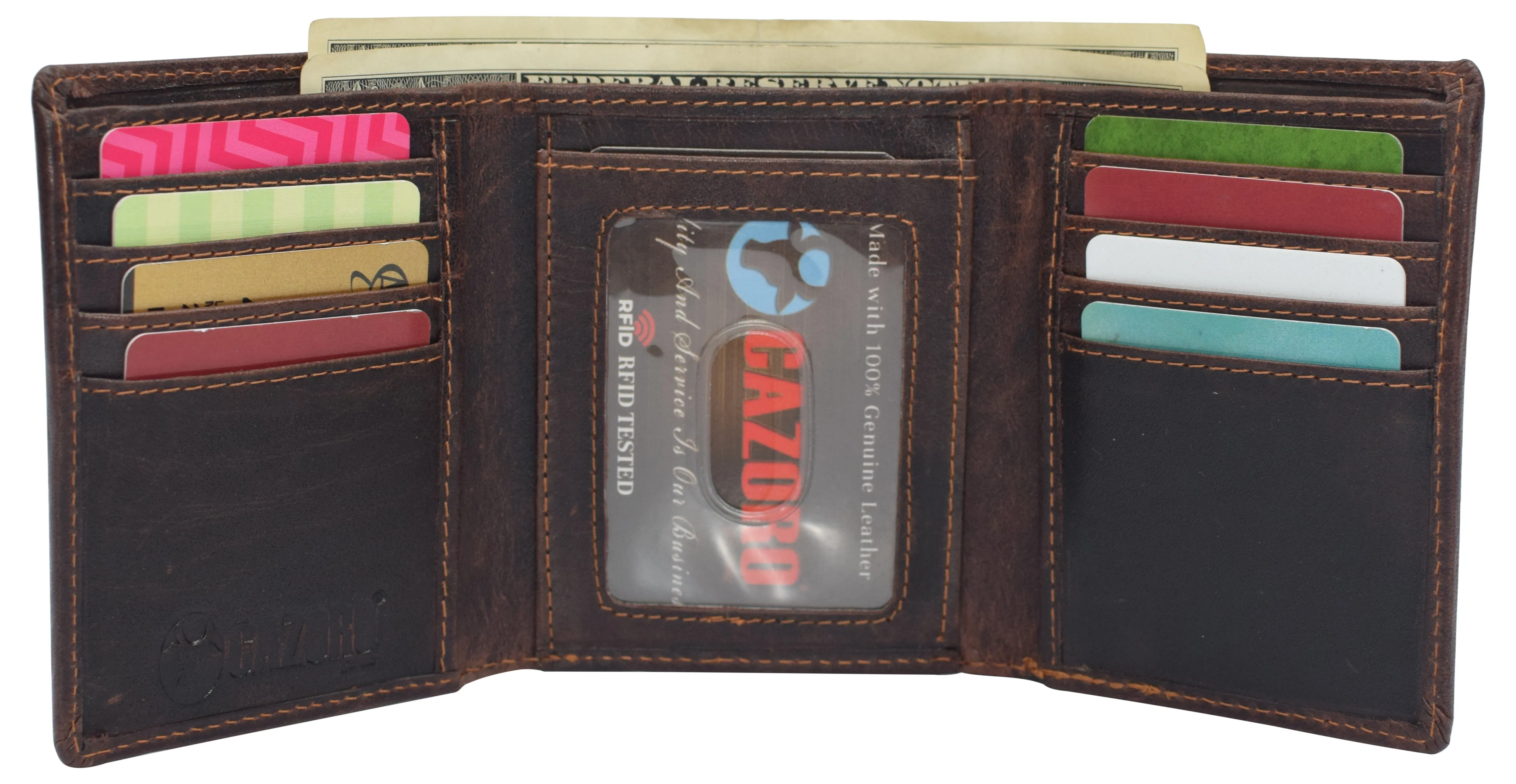 Real Buffalo Leather Wallets For Men - Rfid Blocking Slim Trifold Wallet With Card Slots Sweet Deal Inside