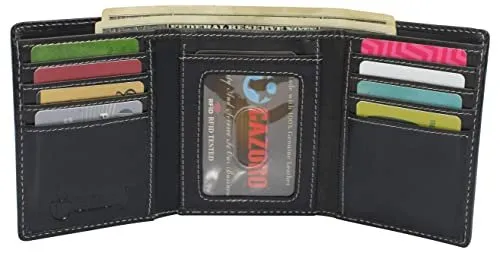 Real Buffalo Leather Wallets For Men - Rfid Blocking Slim Trifold Wallet With Card Slots Hot Discount Deal