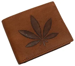 GiftWorthy Sale Shop the Best Deals Real Leather Rfid Blocking Men'S Marijuana Leaf Bifold Wallet