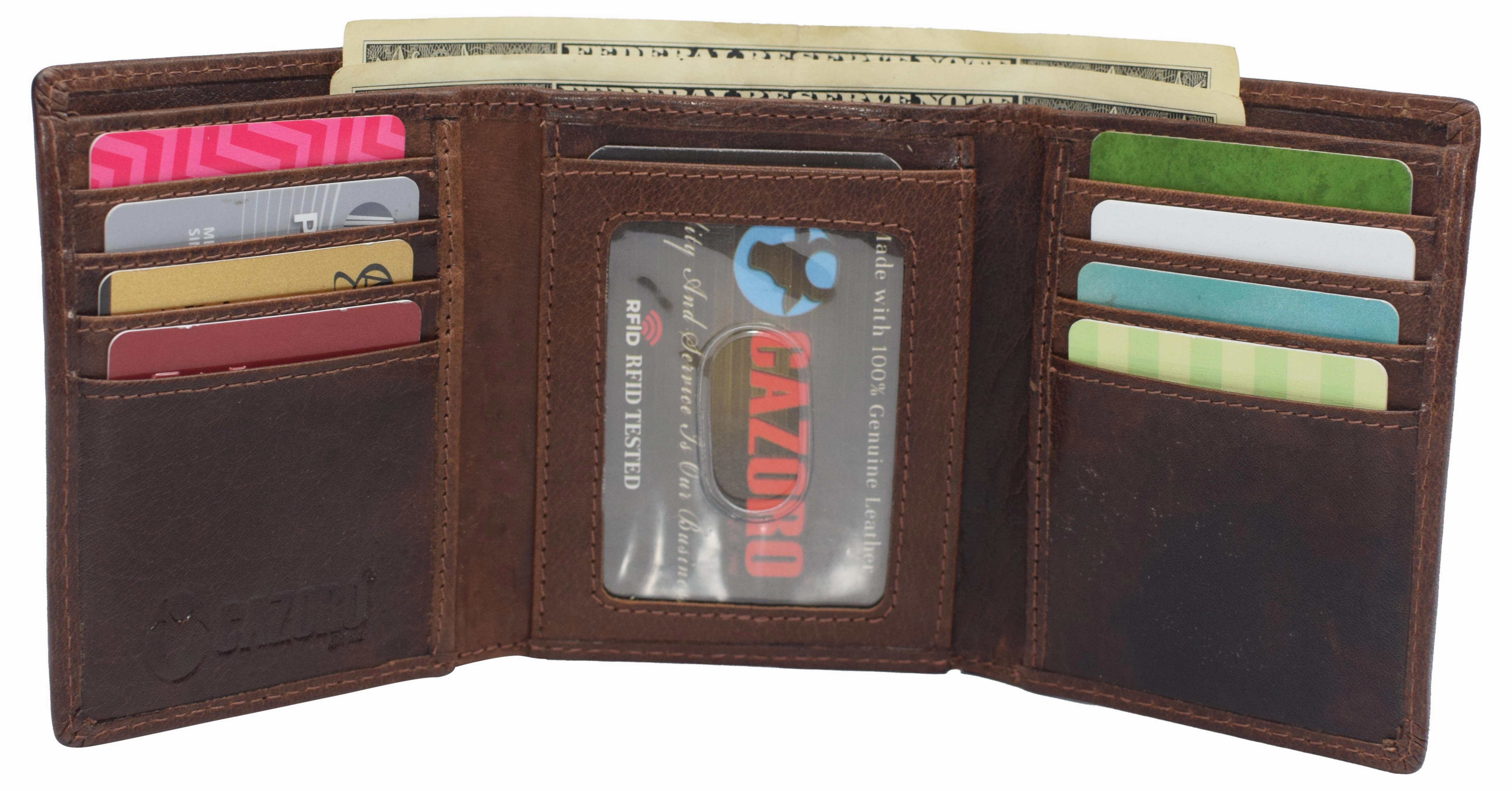 Real Buffalo Leather Wallets For Men - Rfid Blocking Slim Trifold Wallet With Card Slots Todays Special Savings