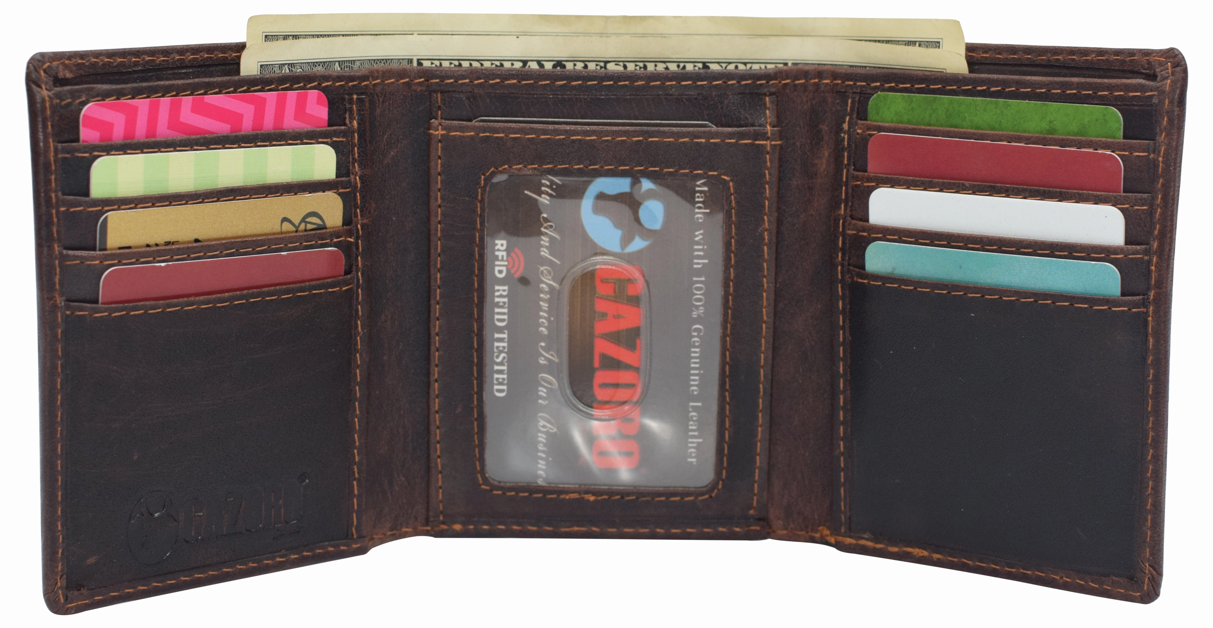 Real Buffalo Leather Wallets For Men - Rfid Blocking Slim Trifold Wallet With Card Slots Sweet Deal Inside