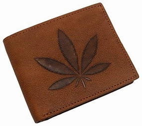GiftWorthy Sale Shop the Best Deals Real Leather Rfid Blocking Men'S Marijuana Leaf Bifold Wallet