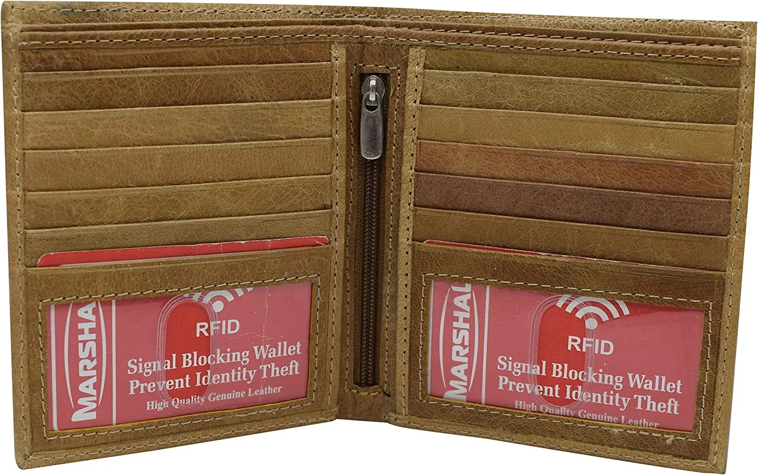 Rfid Blocking 2 Id Bifold Hipster Credit Card Wallet Genuine Cowhide Leather (Black) Deal of the Day Weekend Sale Special
