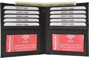 Rfid Blocking 2 Id Bifold Hipster Credit Card Wallet Genuine Cowhide Leather (Black) Todays Hot Savings