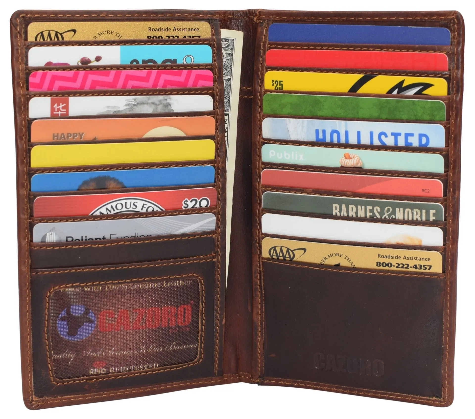 Rfid Blocking Bifold Crazy Horse Leather Credit Card Id Holder Long Wallet Trending Savings Now