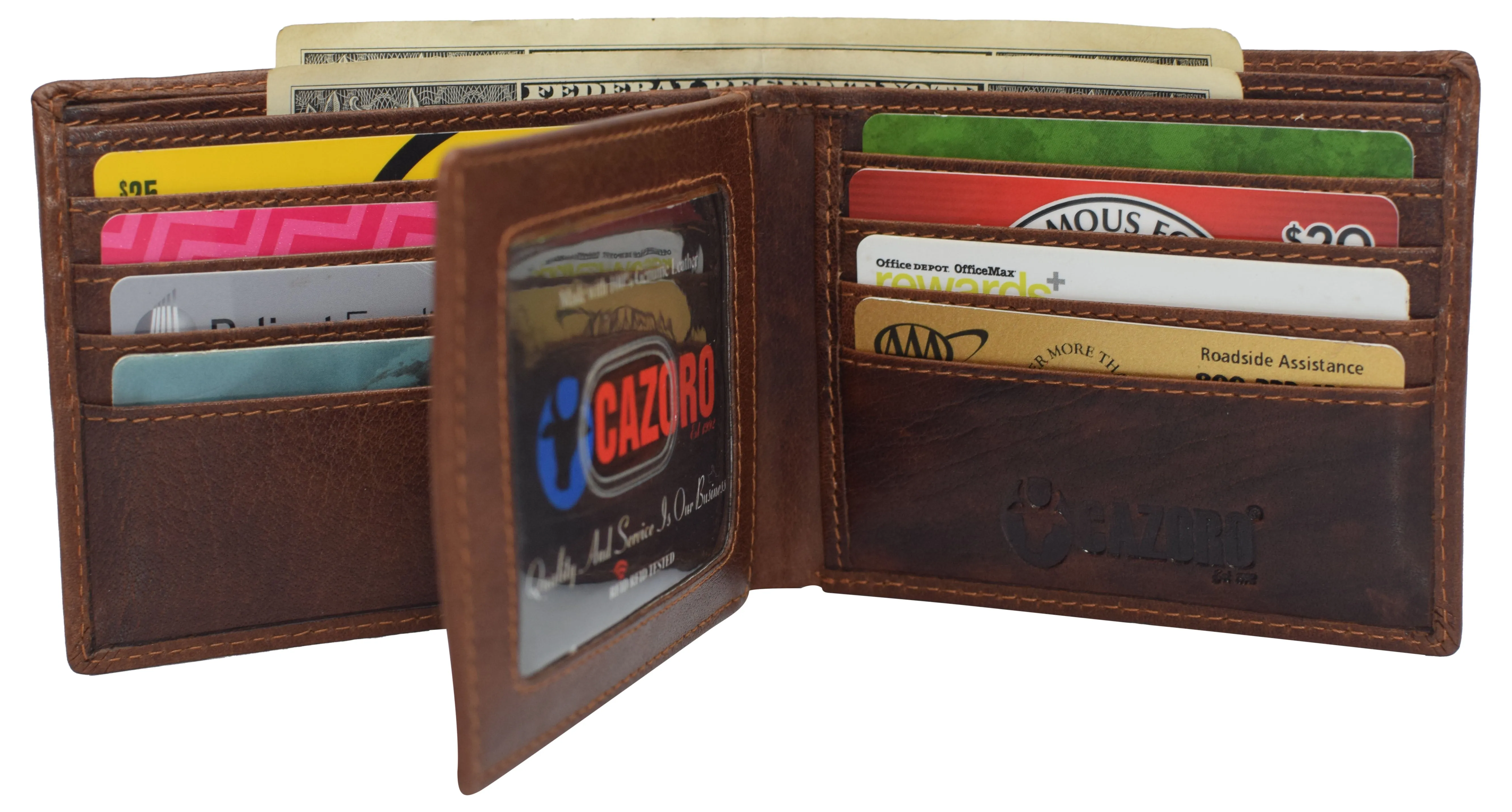 Rfid Blocking Bifold Vintage Buffalo Leather Wallet For Men With Center Flap Id Shop Todays Picks Clearance Steal Today