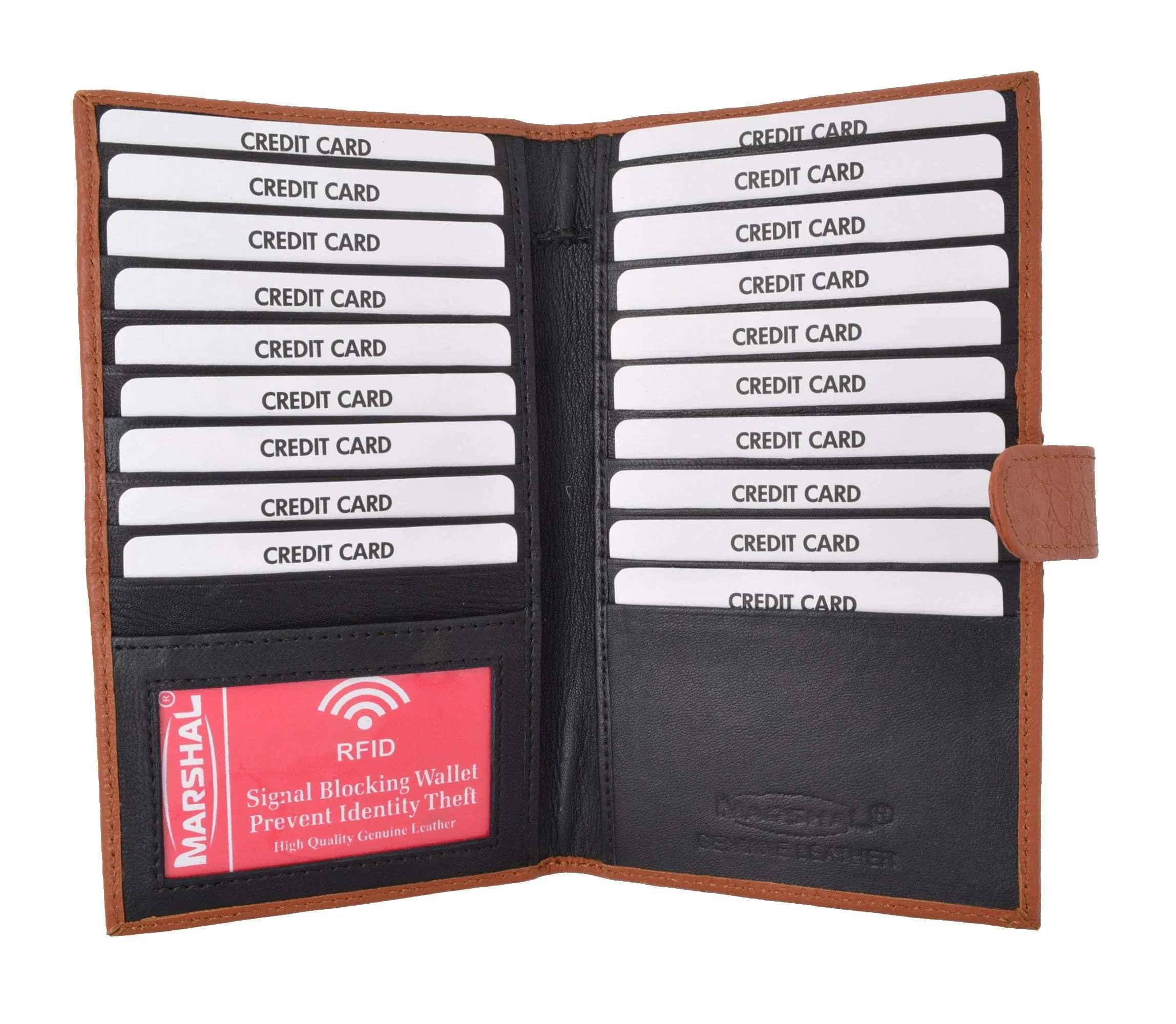 Flash Sale Now Today Only Steal Rfid Blocking Crocodile Pattern Premium Leather Credit Card Holder Wallet 19 Card Slots   1 Id Window With Snap Closure Rfidp1629Cr (C)