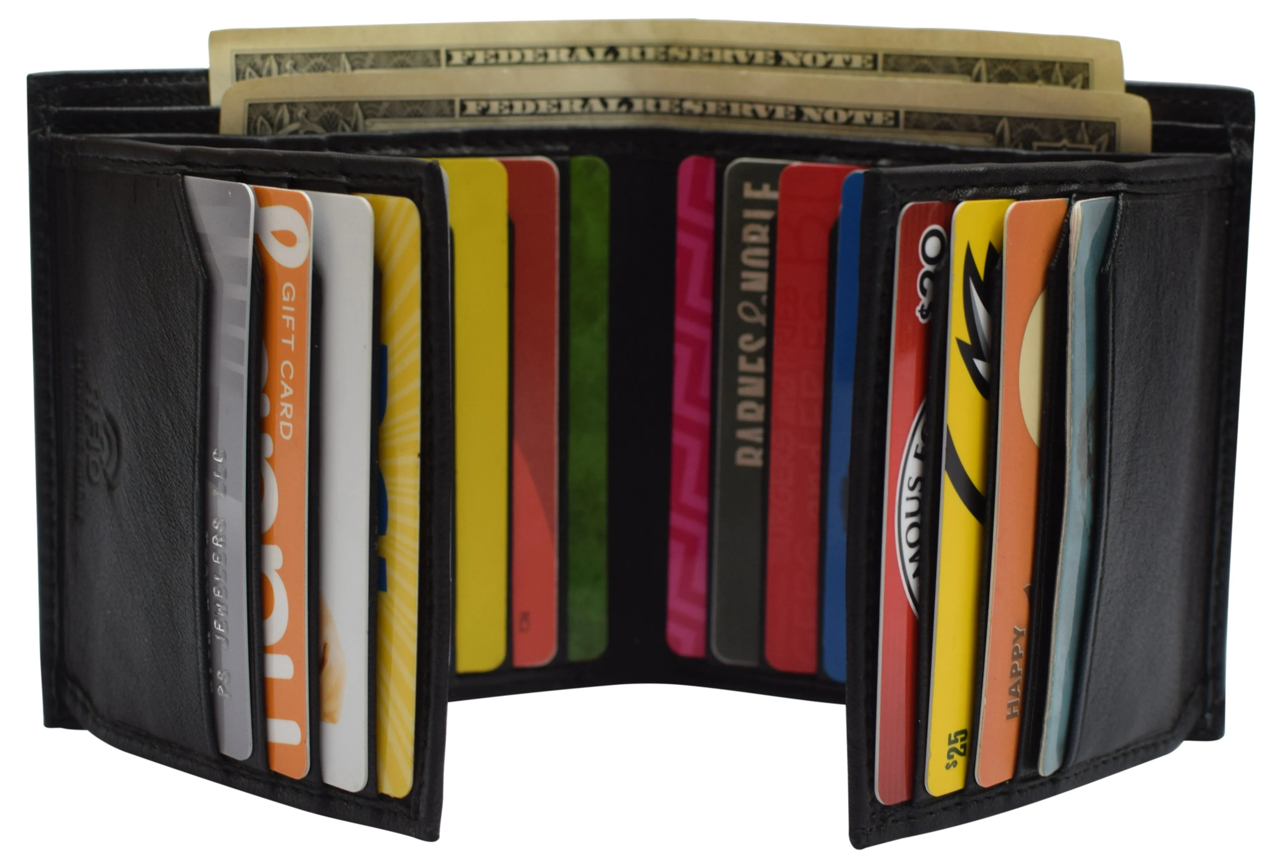 Daily Special Offer Rfid Blocking Genuine Leather Dual Credit Card Case Id Flap Bifold Mens Wallet Passcase