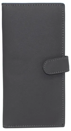 Hot Sale Alert Rfid Blocking Genuine Leather Grey Basic Checkbook Holder With Snap Closure