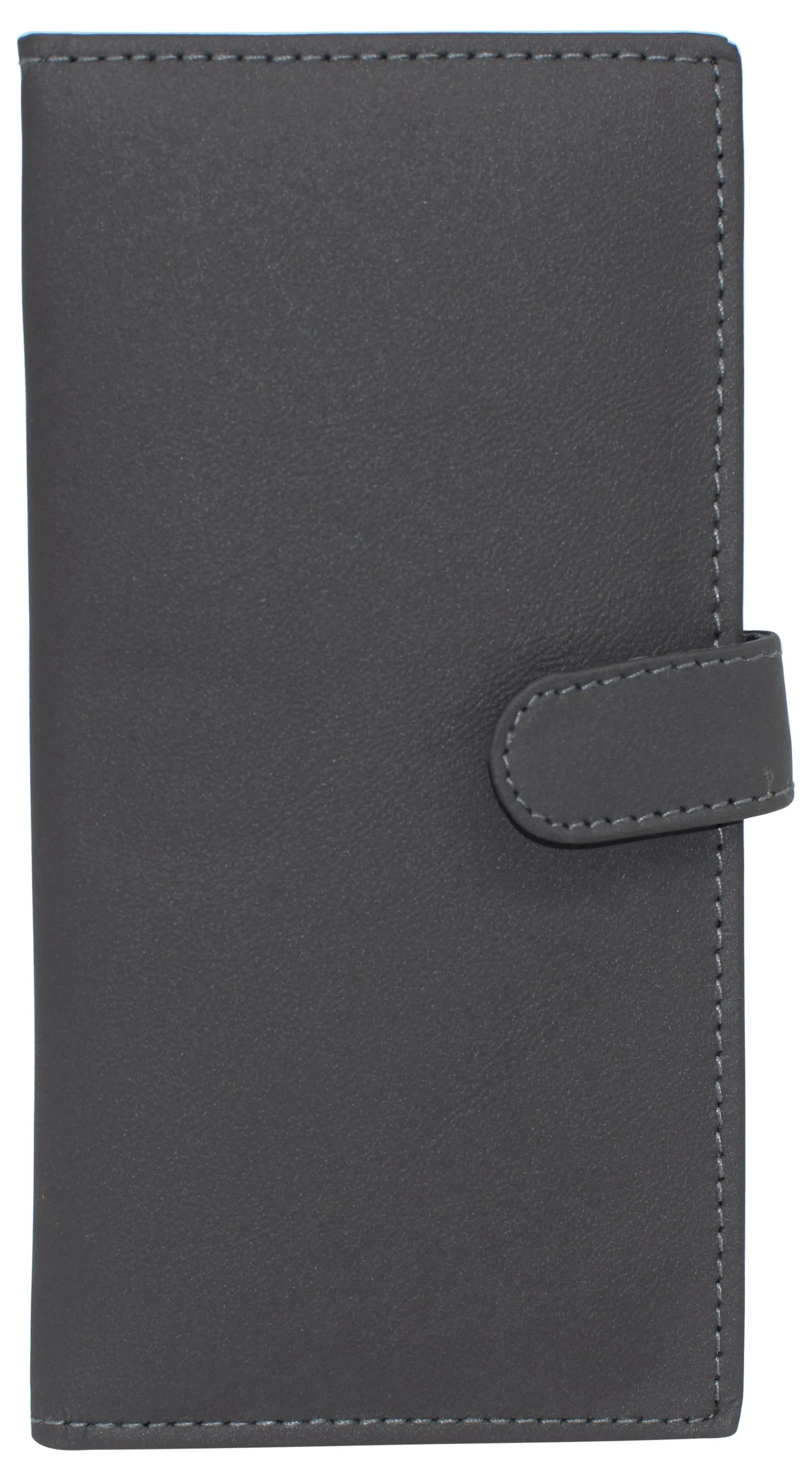 Hot Sale Alert Rfid Blocking Genuine Leather Grey Basic Checkbook Holder With Snap Closure