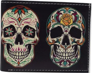 Save Today Only Weekend Sale Special Rfid Blocking Genuine Leather Printed Skull Theme Bifold Wallet With Gift Box For Men (Skull 3)