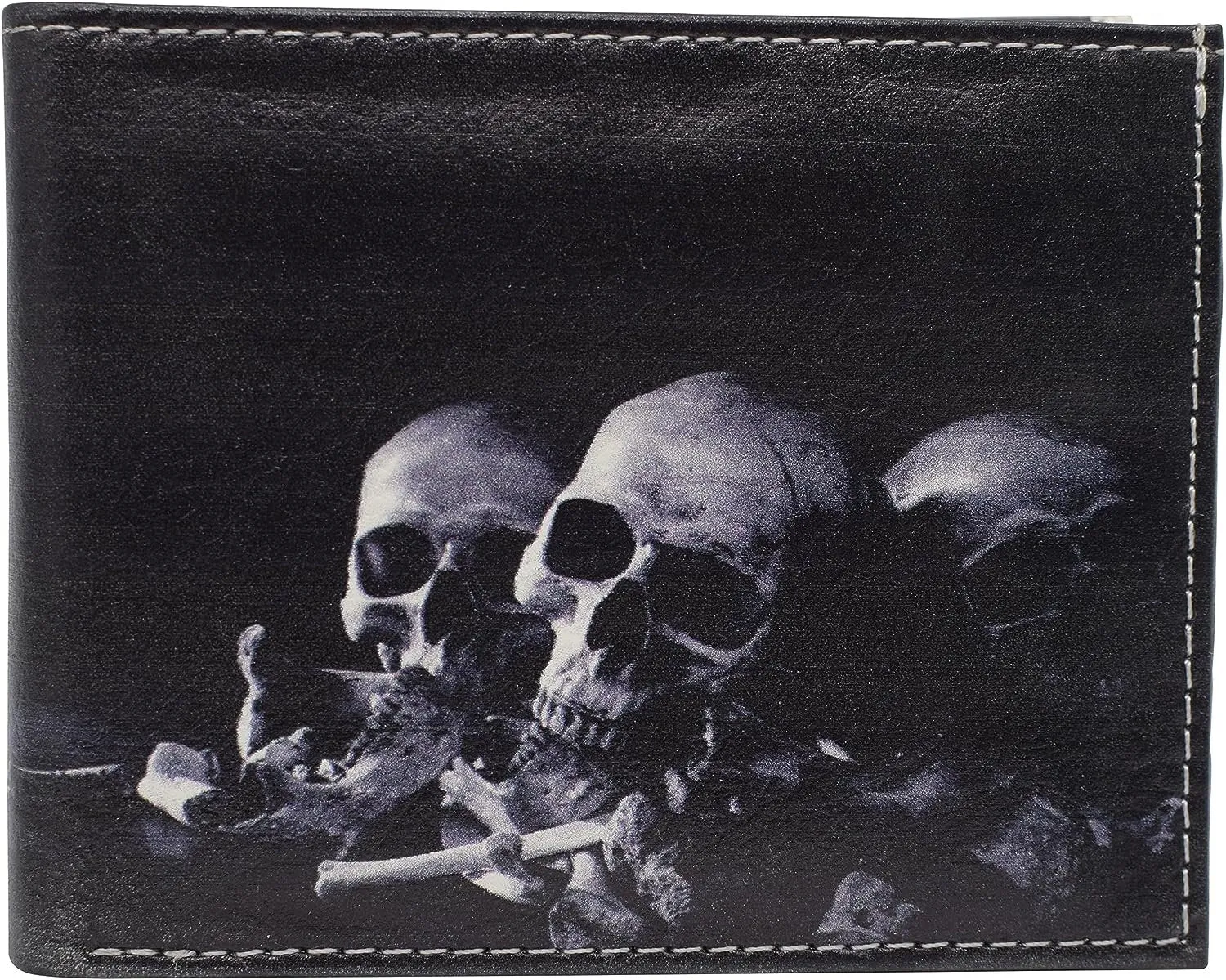 Rfid Blocking Genuine Leather Printed Skull Theme Bifold Wallet With Gift Box For Men (Skull 3) Today Only Savings Clearance Event Today