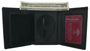 Grab Todays Deal Rfid Blocking Genuine Leather Trifold Badge Id Card Holder Wallet Black