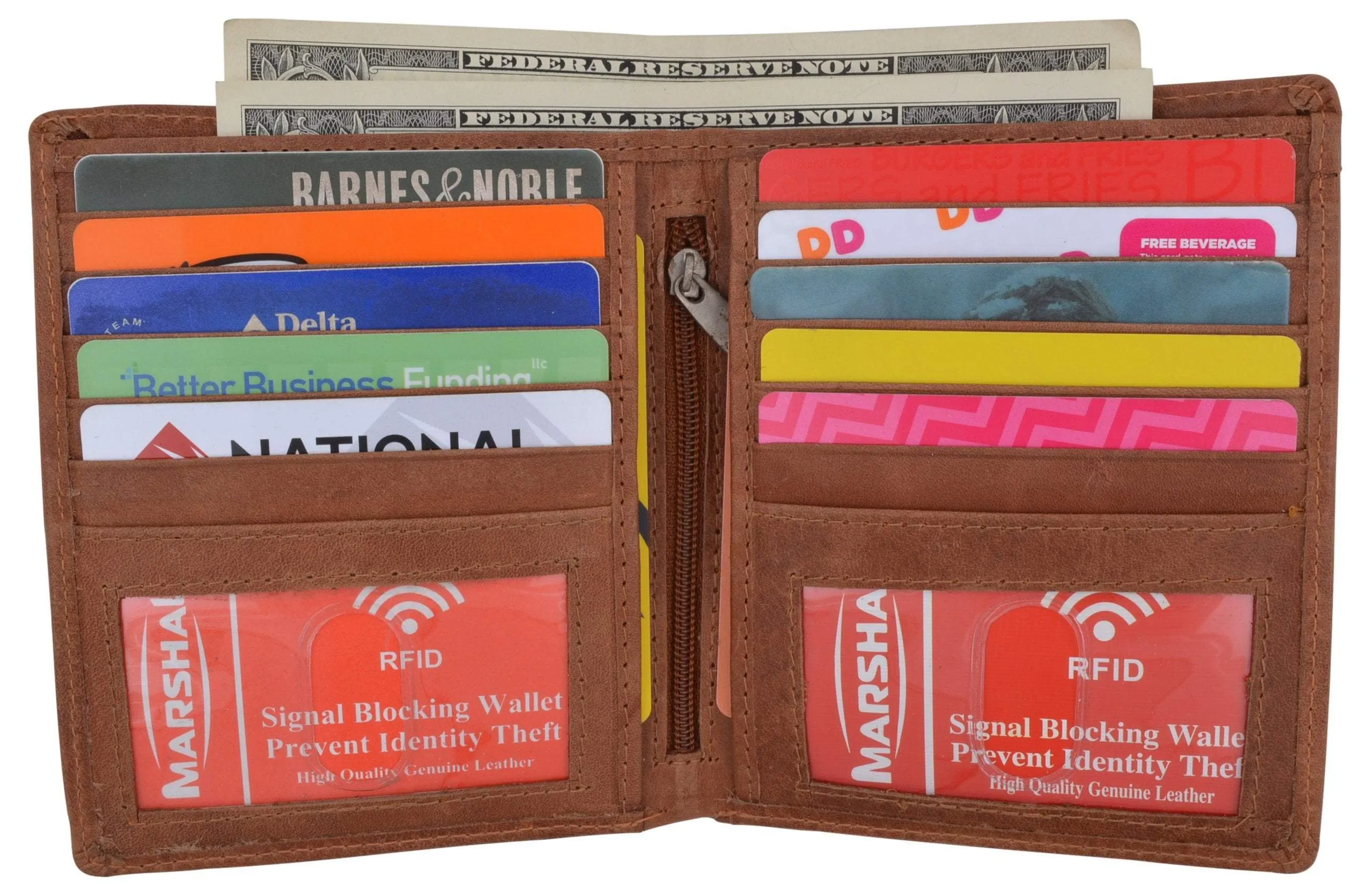 Daily Hot Deal Weekend Specials Rfid Blocking Hunter Leather Bifold Slim Hipster Credit Card Double Id Vintage Wallet