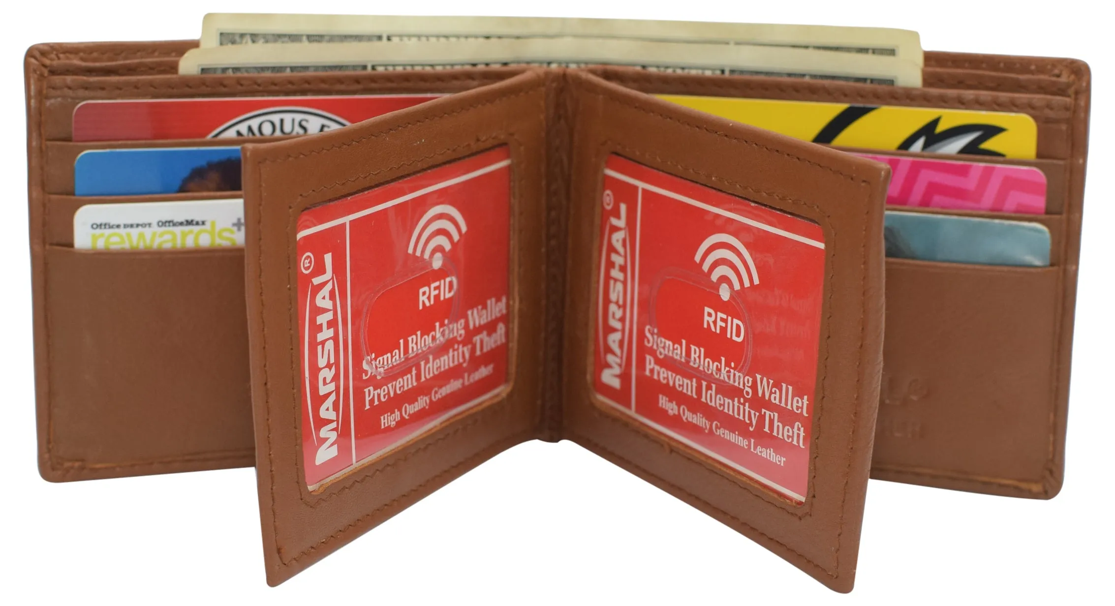 Dont Miss Out Rfid Blocking Men'S Bifold Leather Wallet With Double Center Flap And 3 Id Windows