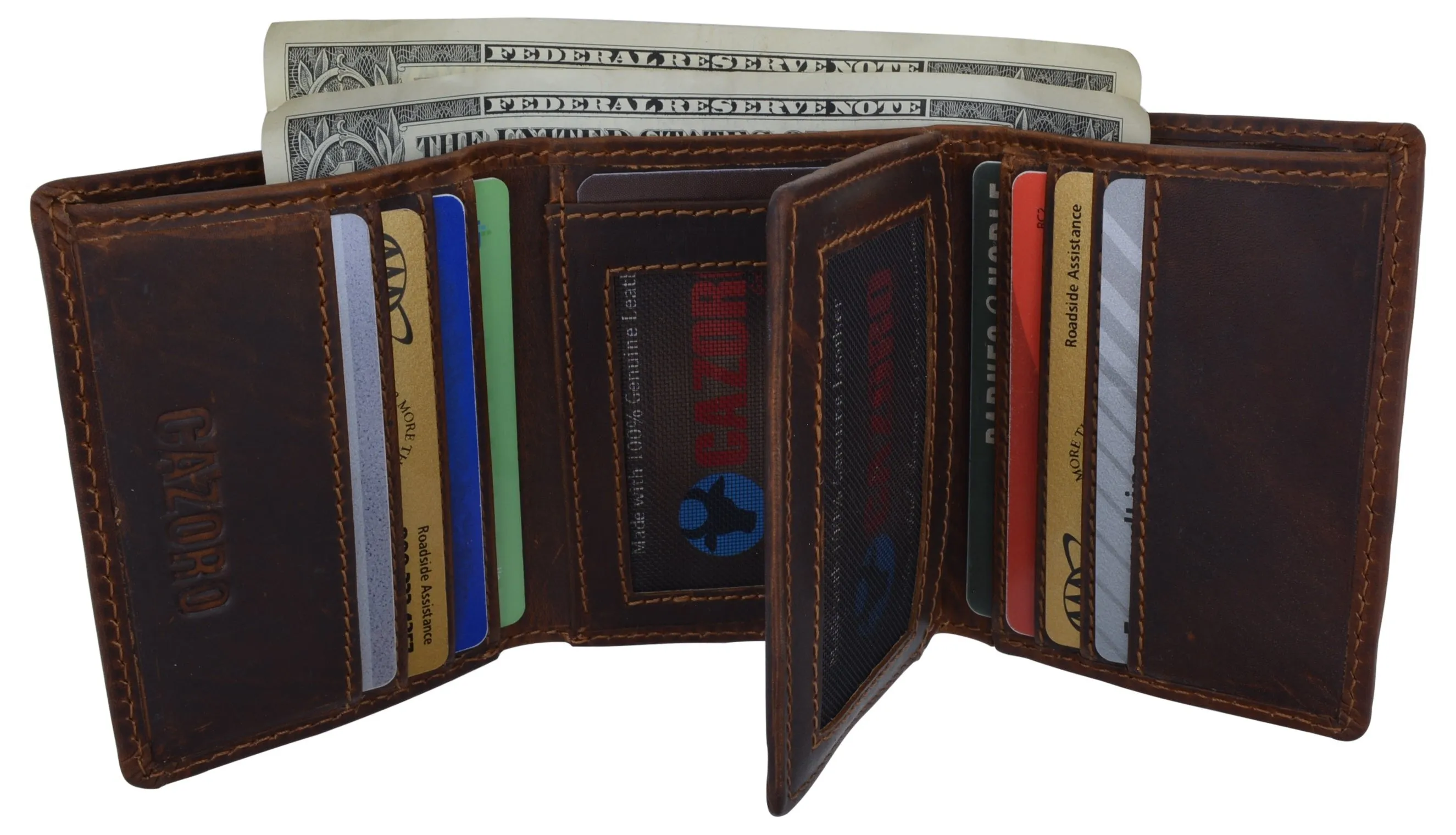 Shop Grab Now Rfid Blocking Mens Classic Trifold Crazy Horse Leather Credit Card Id Wallet By Cazoro
