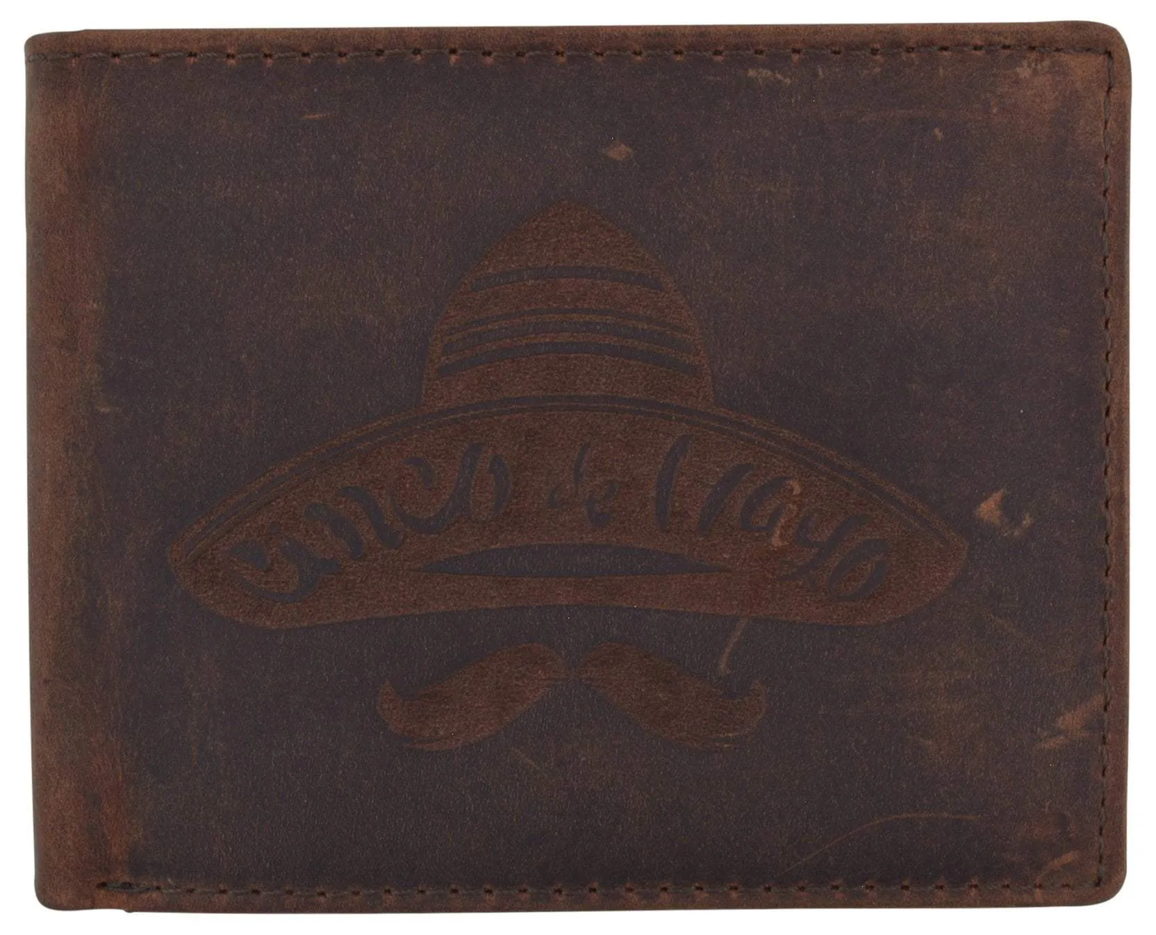 Rfid Blocking Mens Genuine Leather Bifold 5 De Mayo Sombrero Logo Wallet Clearance Event Alert Today Only Savings