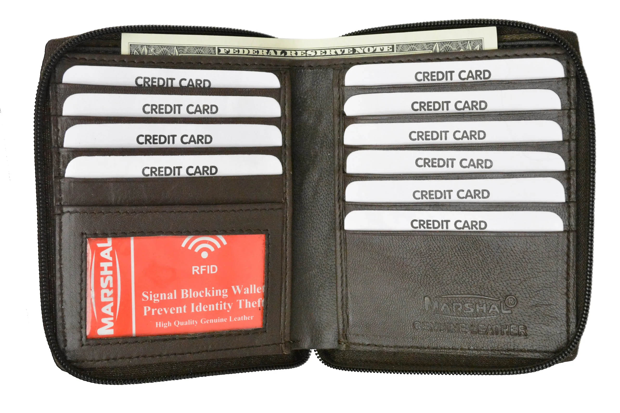 Limited Time Offer Hot Offer Ending Soon Rfid Blocking Men'S Hipster All Around Zipper Wallet By Marshal