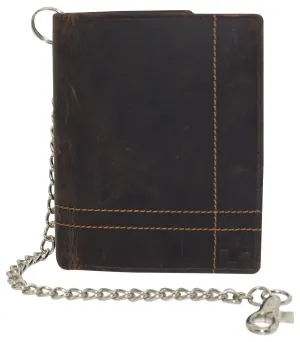 Perfect Gift Sale Rfid Blocking Mens Hipster Multi-Card Holder Bifold Vintage Leather Chain Biker Wallet For Men