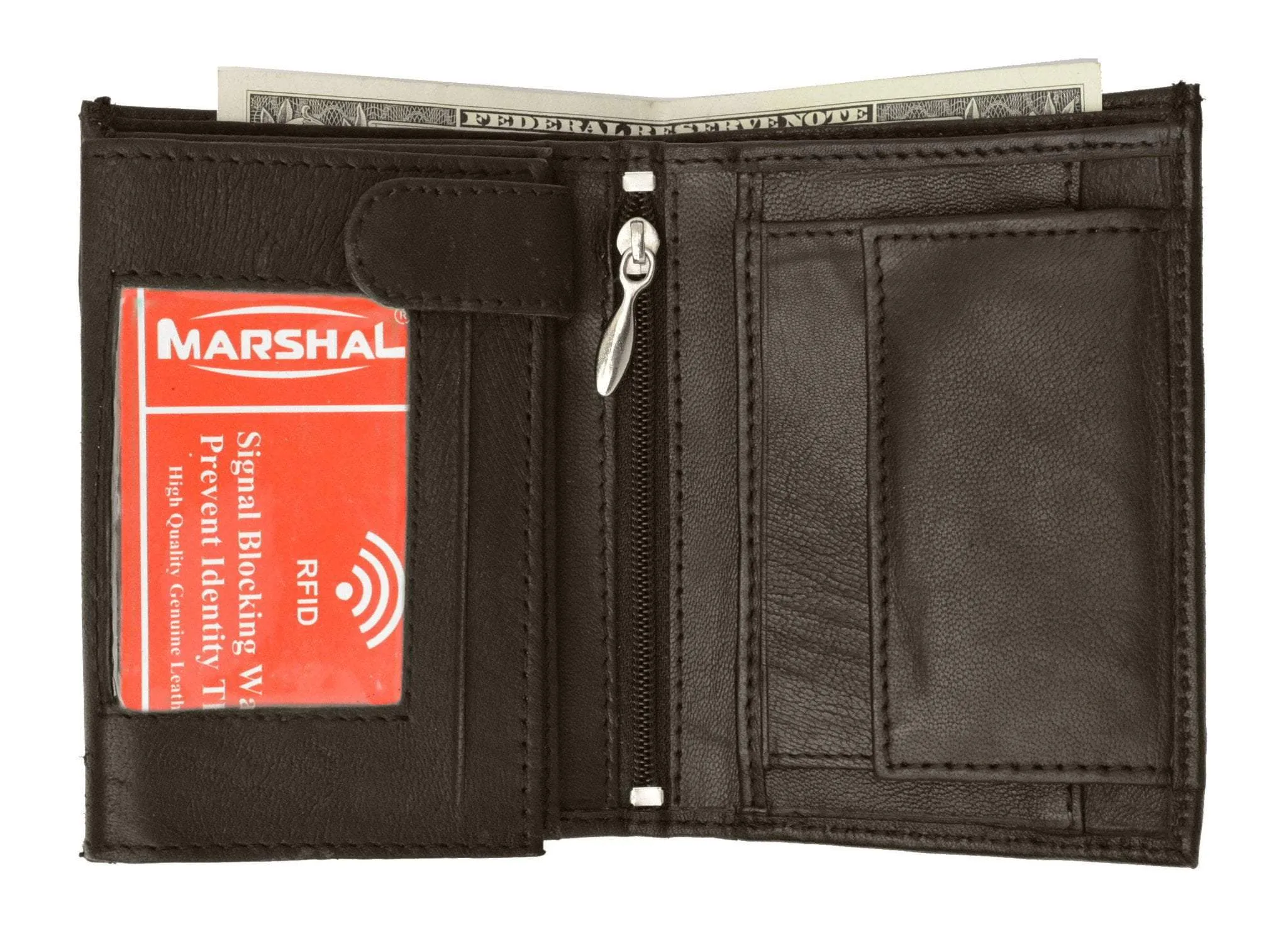 Hot Pick of the Day Online Exclusive Savings Rfid Blocking Premium Leather European Style Bifold Trifold Wallet With Id Window Rfid P 518 (C)