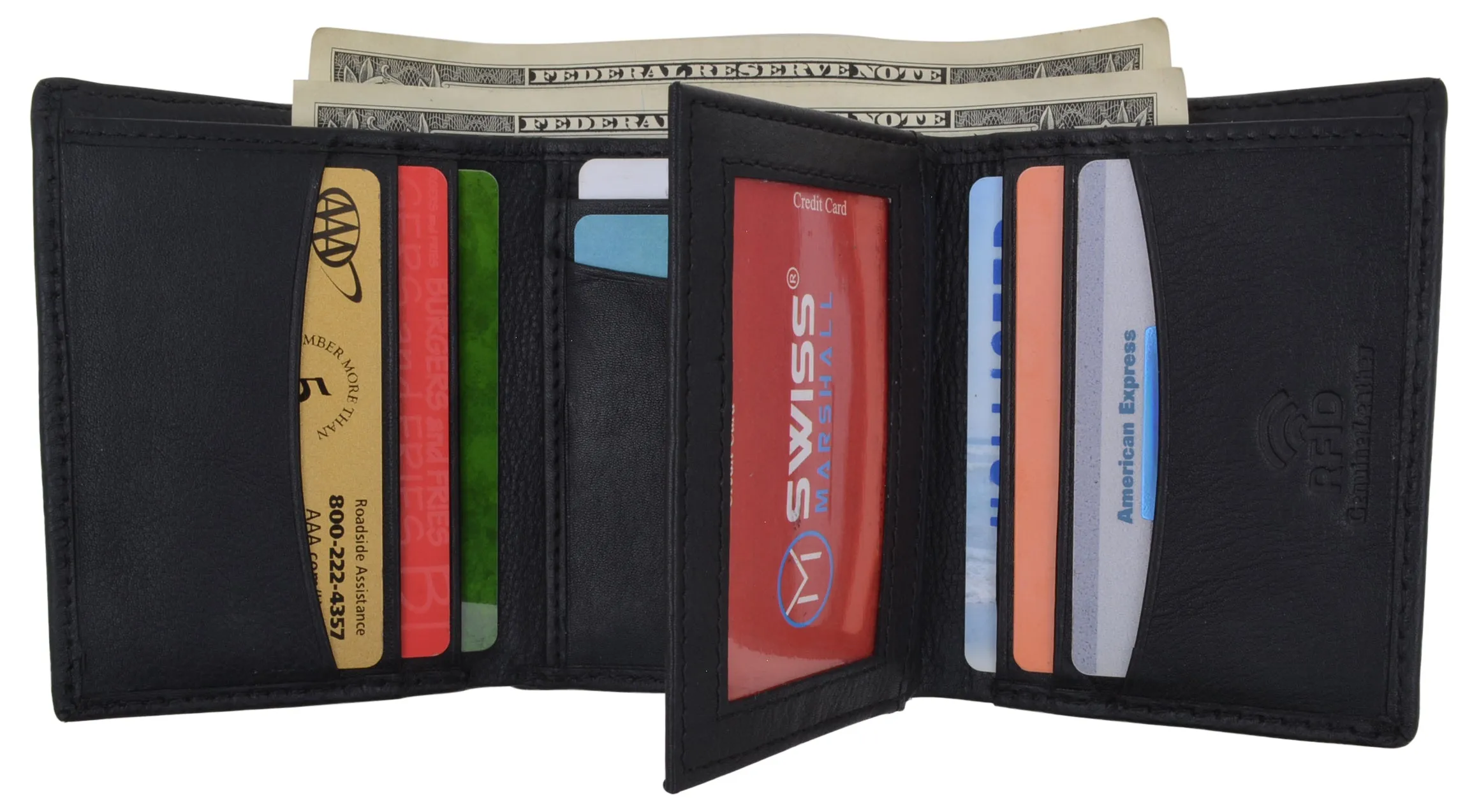 Todays Mega Savings Limited Edition Offer Rfid Blocking Trifold Wallets For Men Genuine Leather Extra Capacity Middle Flap Id Tri-Fold Men'S Wallet
