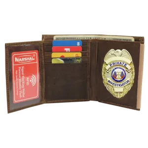 Rfid Blocking Vintage Leather Badge Holder Bifold Trifold Wallet Surprise Discount Today Mega Online Discount