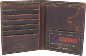 Price Drop Alert Hot Offer Frenzy Rfid Blocking Vintage Leather Large Hipster Bifold Credit Card Id Men'S Wallet Brown
