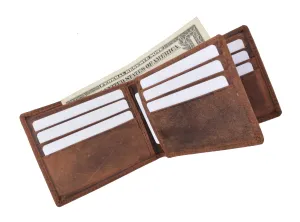 Last Chance Offer Save More Now Rfid Blocking Vintage Soft Genuine Leather Men'S Multi-Card Compact Center Flip Bifold Wallet Rfid52Htc