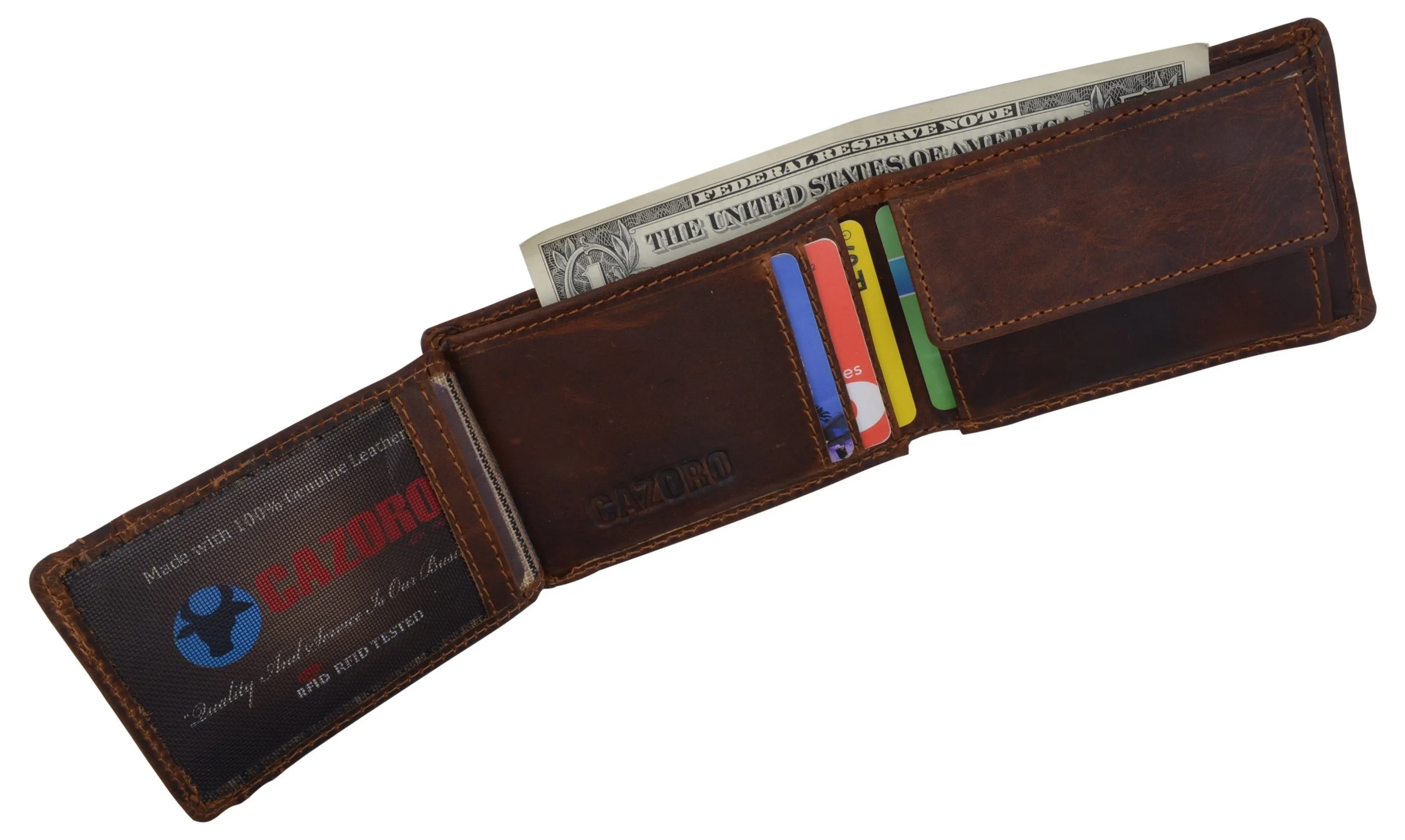 Rfid Hunter Leather Slim Mens Bifold Credit Card Id Wallet With Coin Pouch Price Drop Frenzy Clearance Blowout