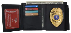 Flash Pick Today Rfid Mens Genuine Leather Black Security Badge Holder Trifold Wallet