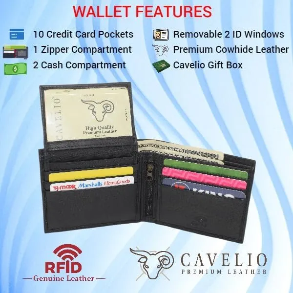Rfid Slim Front Pocket Wallets For Men - Genuine Leather Mens Bifold Wallet With Removable 2 Id Windows Zipper Coin Stylish Passcase (Brown) Gift Ideas Galore Clearance Steal Today