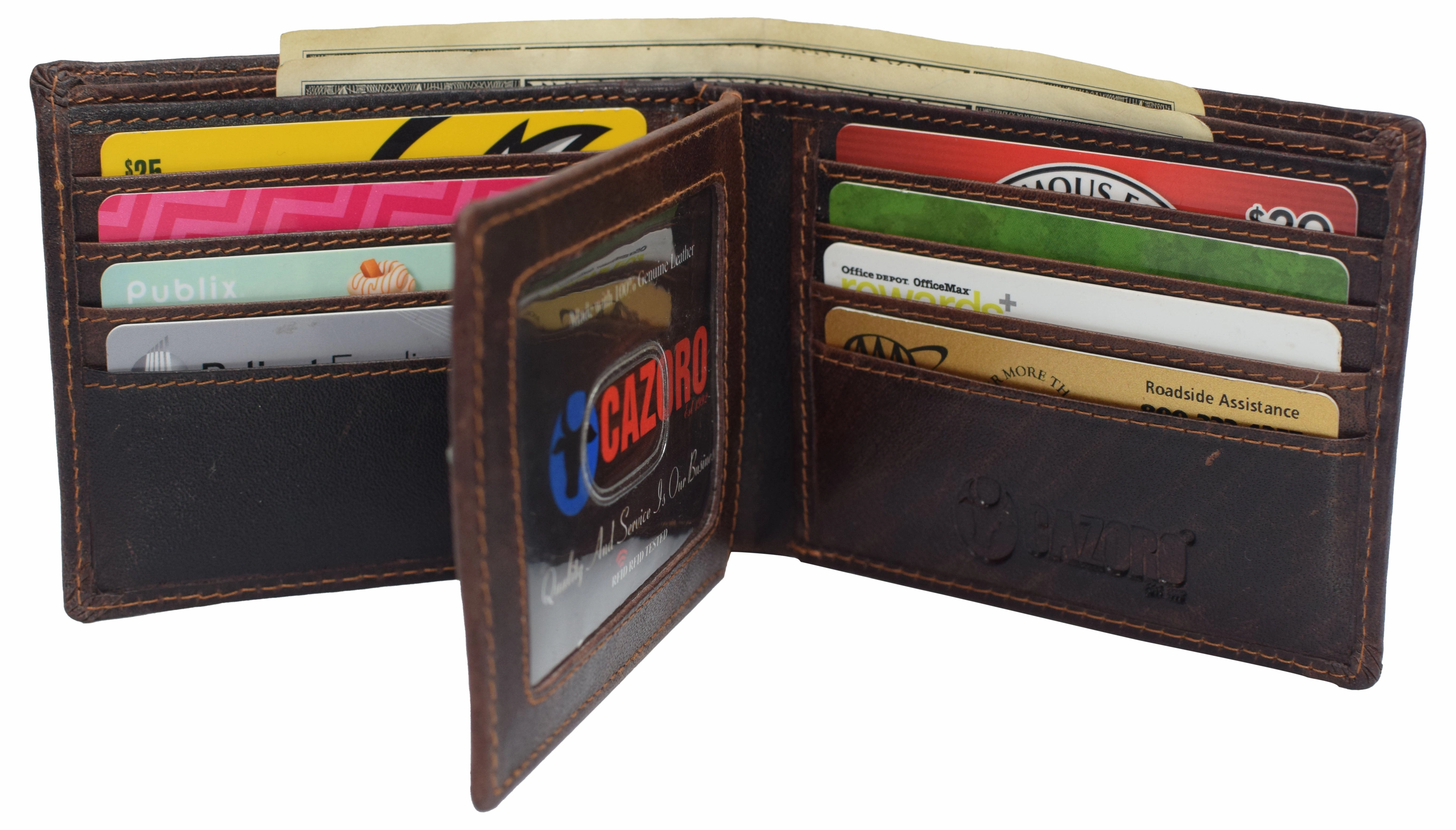 Flash Pick Today Rfid Blocking Bifold Vintage Buffalo Leather Wallet For Men With Center Flap Id