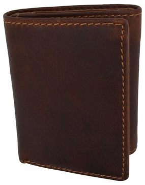 Flash Discount Today Rfid Blocking Brown Vintage Leather Men'S Trifold Center Flap Wallet