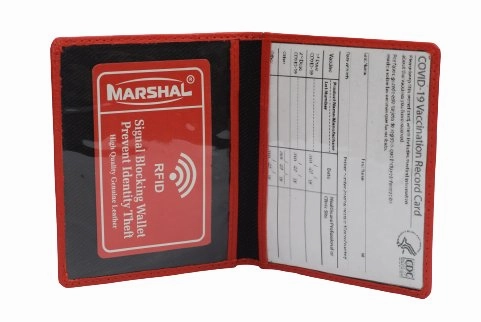 Rfid Blocking Genuine Leather Double Vaccine Card Protector Immunization Credit Card Holder Leather Id Badge Holders Vaccination Card MustHave Deal
