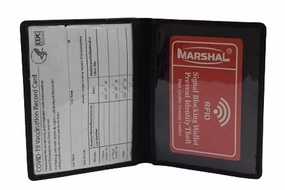 Rfid Blocking Genuine Leather Double Vaccine Card Protector Immunization Credit Card Holder Leather Id Badge Holders Vaccination Card Special Offer Inside