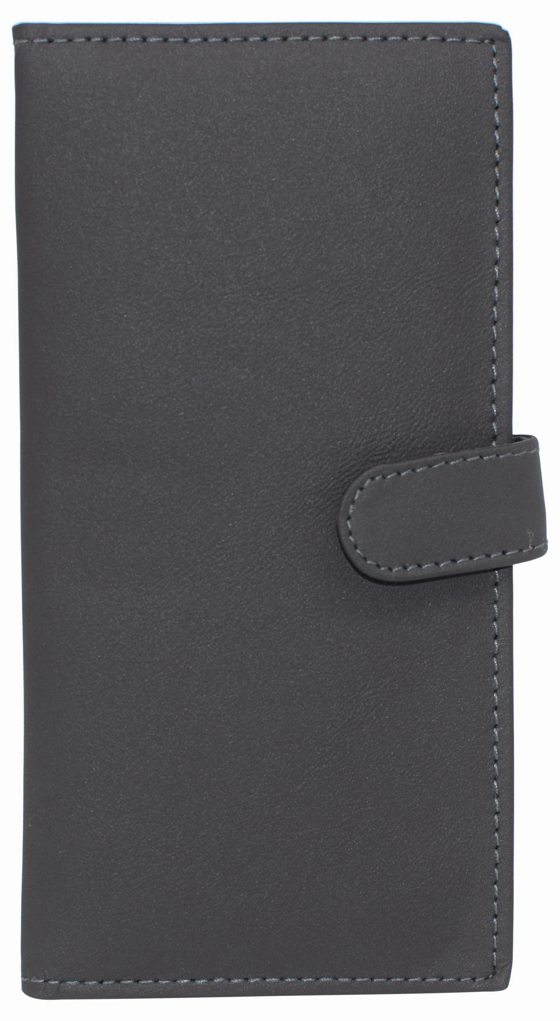 Hot Sale Alert Rfid Blocking Genuine Leather Grey Basic Checkbook Holder With Snap Closure