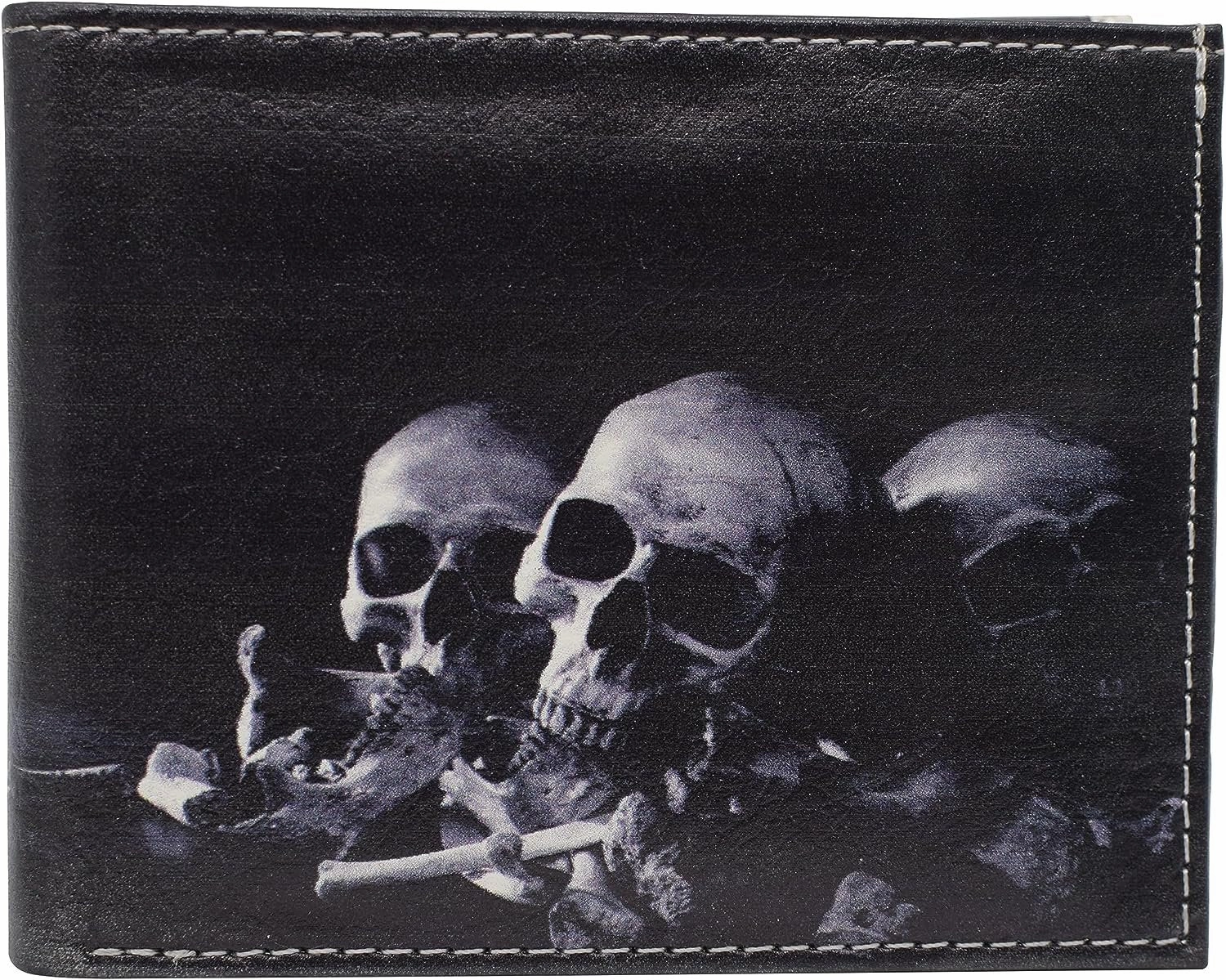 Rfid Blocking Genuine Leather Printed Skull Theme Bifold Wallet With Gift Box For Men (Skull 3) Today Only Savings Clearance Event Today
