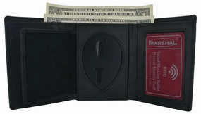 Grab Todays Deal Rfid Blocking Genuine Leather Trifold Badge Id Card Holder Wallet Black