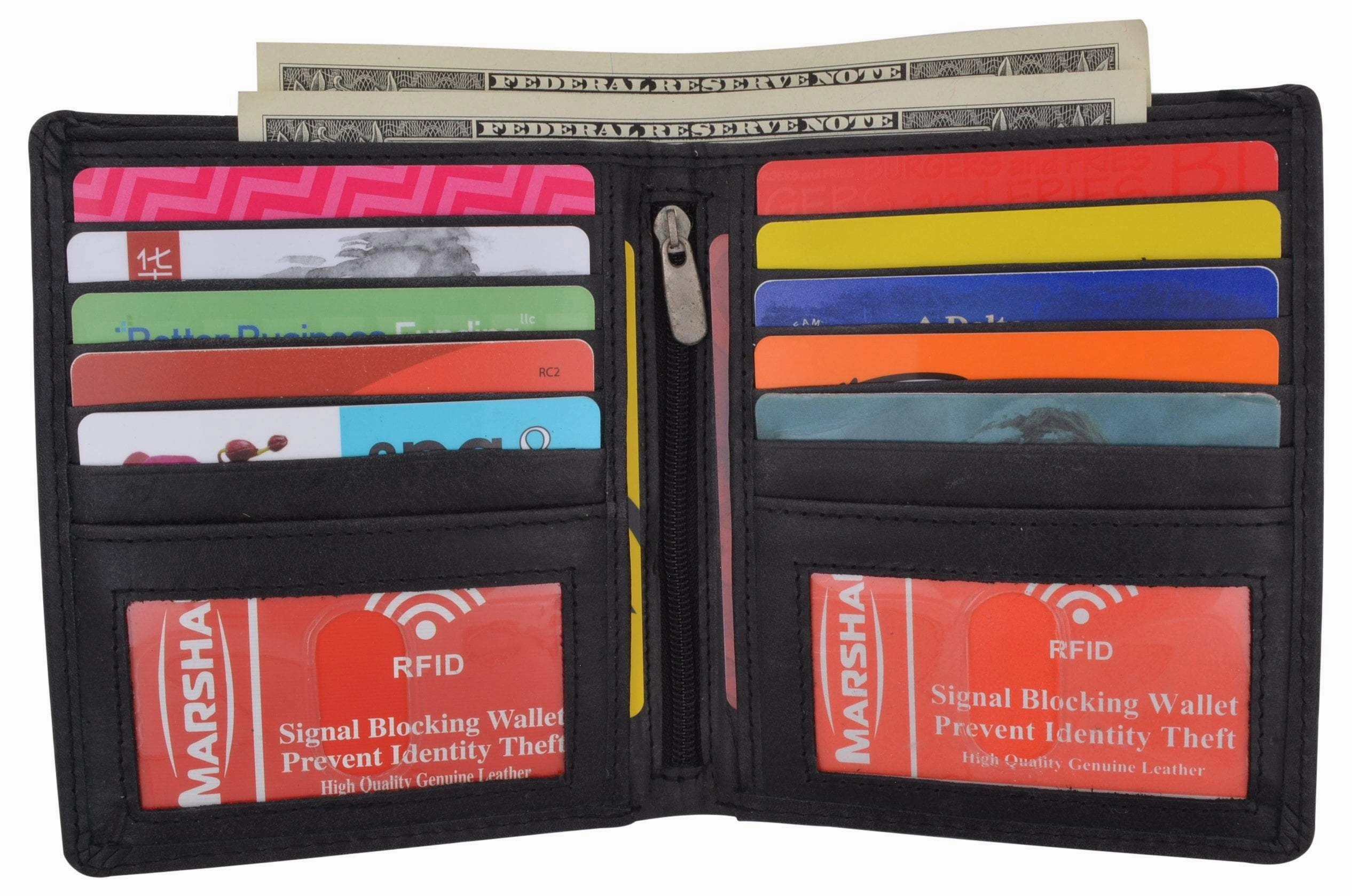Weekend Specials Rfid Blocking Hunter Leather Bifold Slim Hipster Credit Card Double Id Wallet