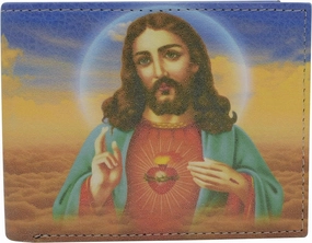 Daily Special Offer Limited Time Offer Rfid Blocking Jesus Printed Bifold Genuine Leather Wallet For Men With Gift Box