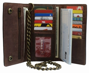 Rfid Blocking Leather Biker Trifold Chain Wallet Long Checkbook Black Tan Brown Limited Offer Alert