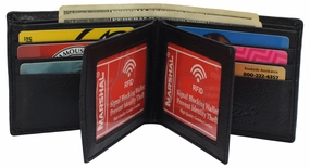 Rfid Blocking Men'S Bifold Leather Wallet With Double Center Flap And 3 Id Windows Flash Deal Today