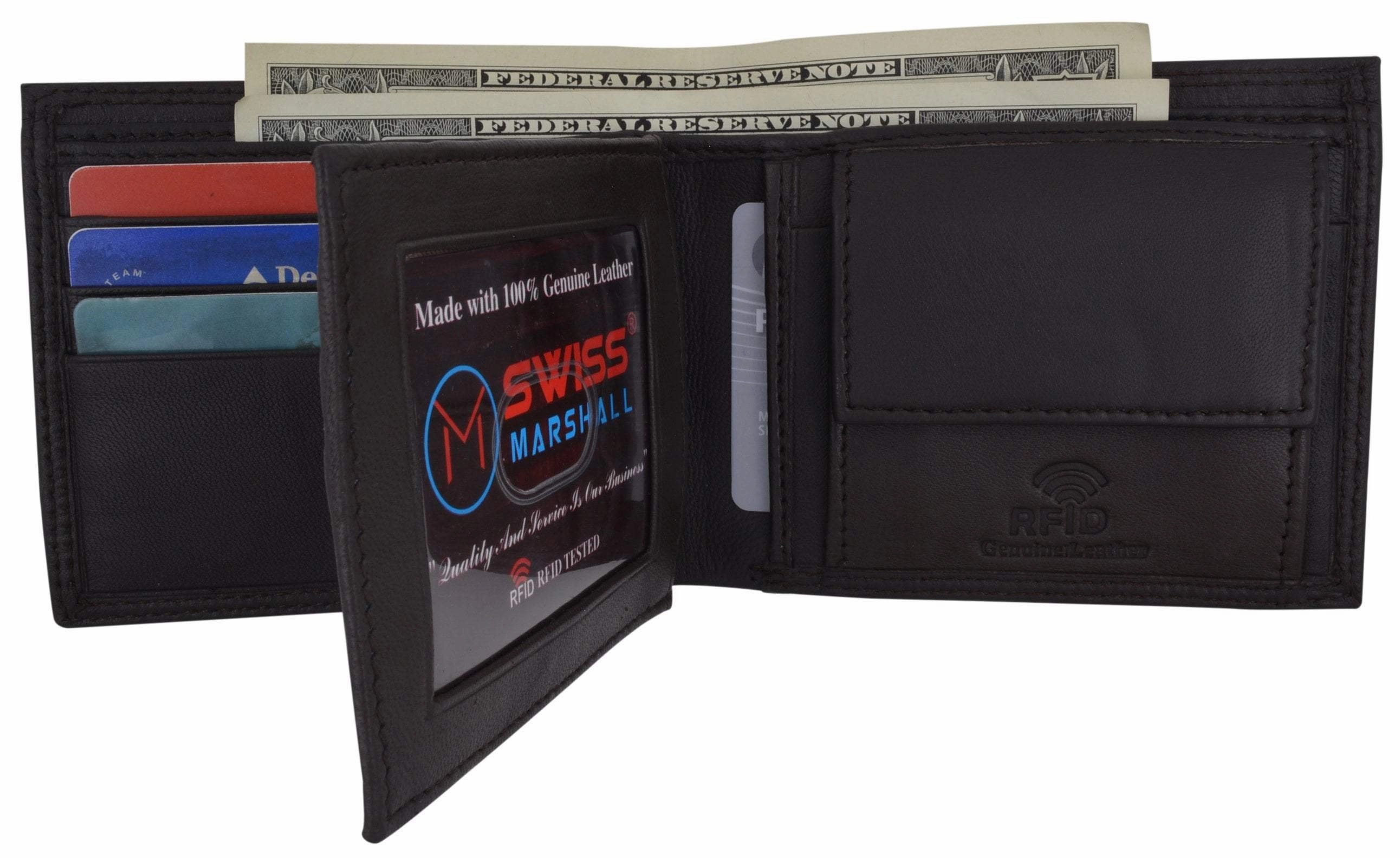 Rfid Blocking Men'S Bifold Premium Leather Credit Card Id Holder Wallet With Coin Pouch By Swiss Marshall Clearance Alert Now Shop Today Save