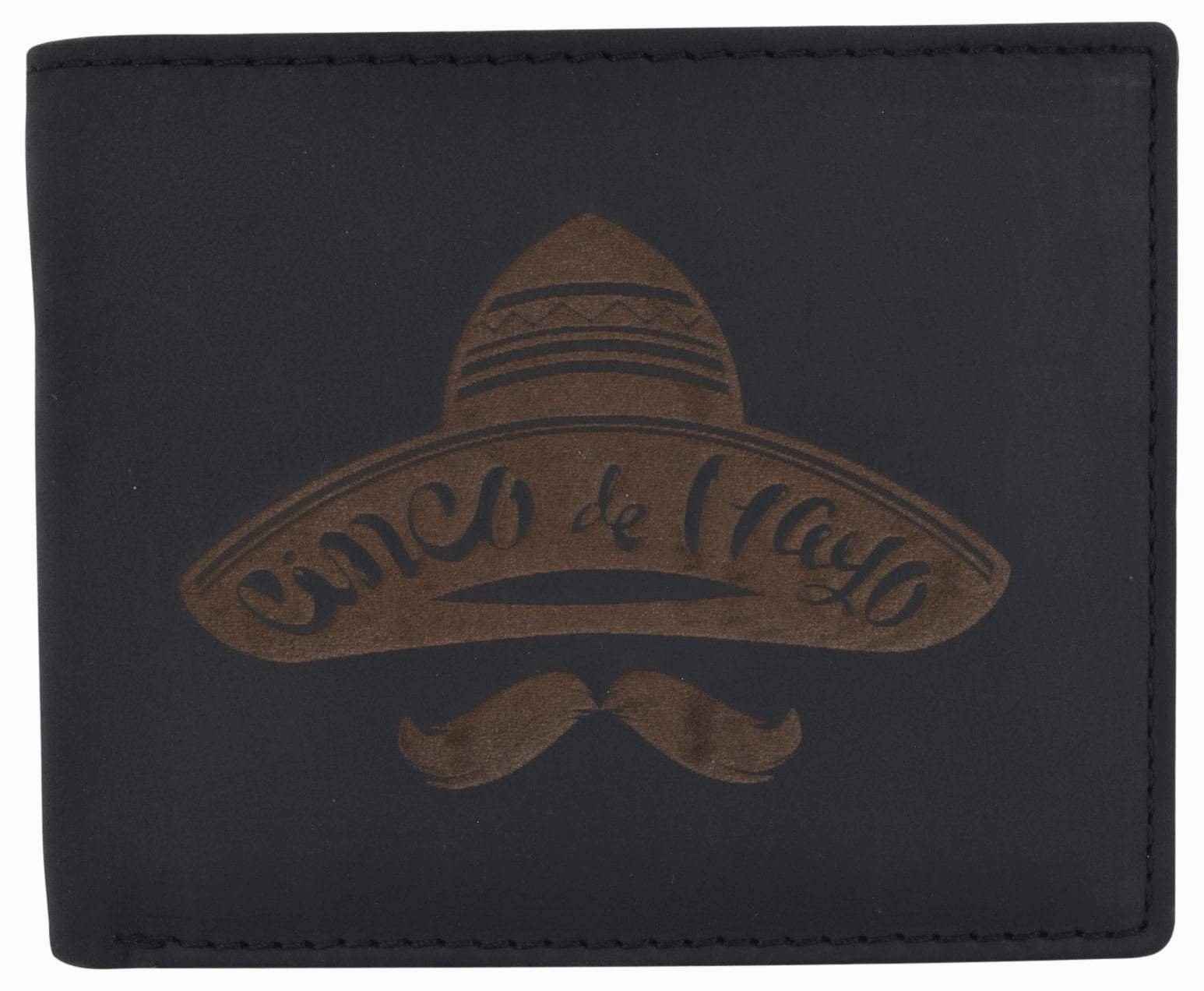 Rfid Blocking Mens Genuine Leather Bifold 5 De Mayo Sombrero Logo Wallet Online Exclusive Steal Grab the Deal Now