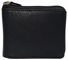 Rfid Blocking Mens Zip Around Wallet Cowhide Leather Zipper Bifold Trendy Picks Today