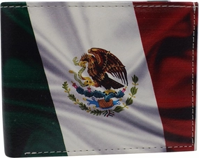 Todays Steal Rfid Blocking Printed Mexican Flag Bifold Genuine Leather Mexico Wallet With Gift Box For Men